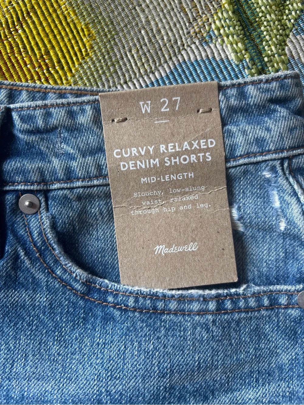 Madewell Distressed Slouch Denim Shorts - med Length size 27 baggy look slouch